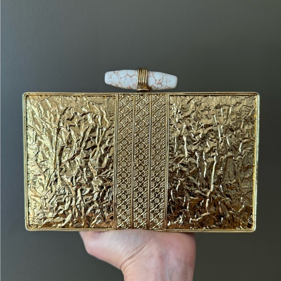 Elegant Gold and Cream Clutch Bag